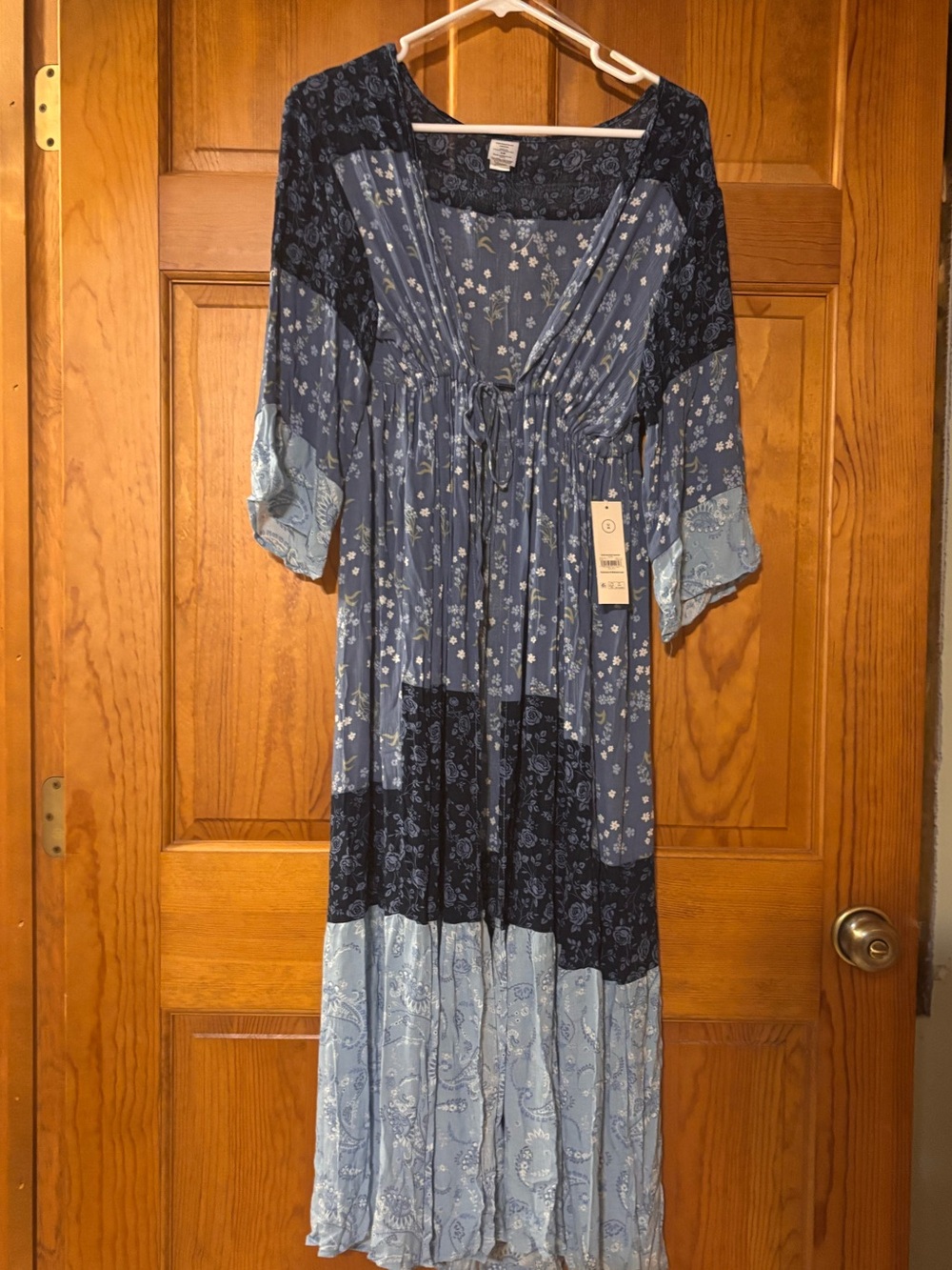 NOBO Multi-Blue Patchwork Floral Maxi Dress